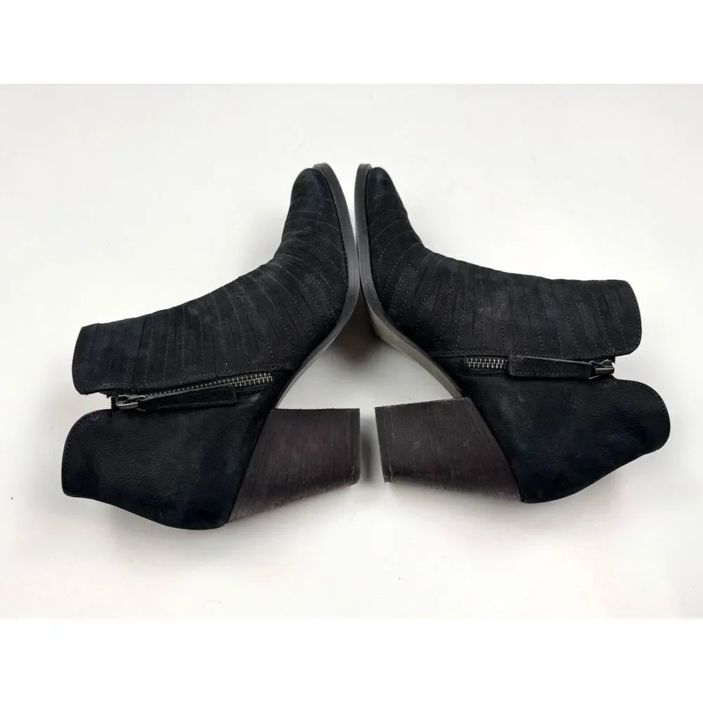Paul‎ Green Malibu Sliced Zip Bootie Women 5.5 US 8 EUC Block Hill Suede Black